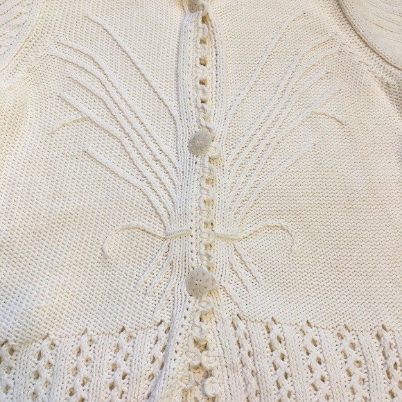 Liz Claiborne Cream Fancy Knit Cardigan, - Picture 7 of 11